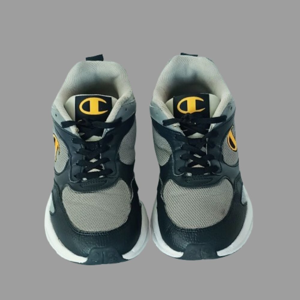 Champion Boys Low Top Sneakers 7Y Gray Black Mesh Sporty Tennis Shoes